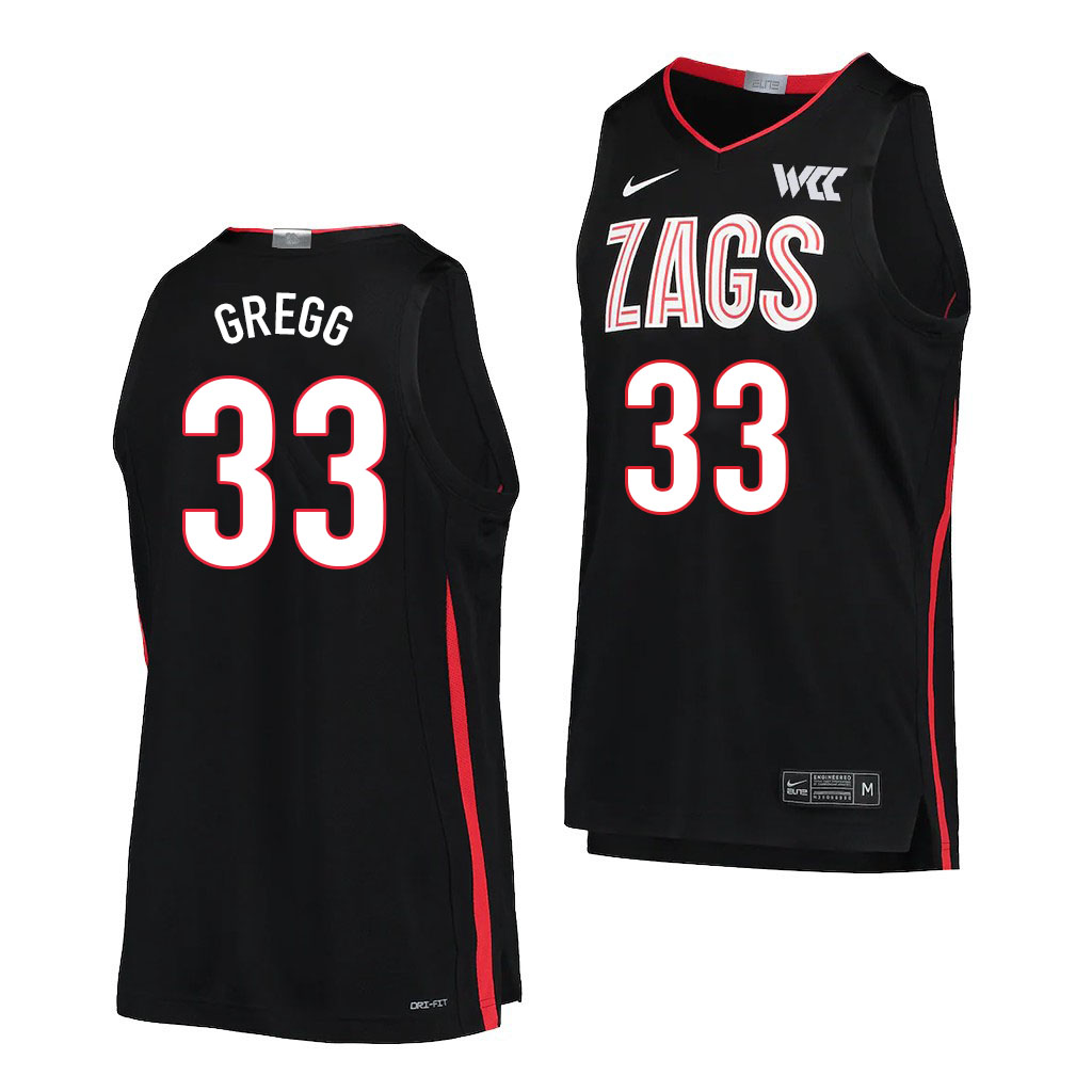 Men #33 Ben Gregg Gonzaga Bulldogs College Basketball Jerseys Sale-Black